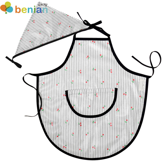 베니앙 유아방수압치마세트(앞치마+두건), 체리스트링