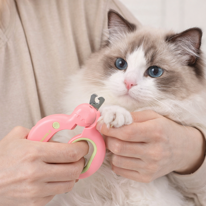 디너블 카라멜 반려동물 안심 LED 발톱깍이, 1개, 카라멜 핑크