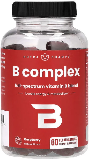 NutraChamps B복합체 라즈베리 비건 구미젤리 60개 NutraChamps (뉴트라챔프스), NutraChamps, B복합체, 라즈베리, 비건 구미, 1개 - 쿠팡