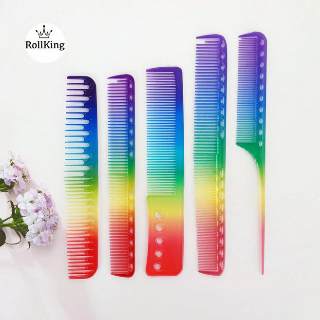 [롤킹] 미쏠 레인보우 커트빗 바리깡 빗 꼬리 빗 전문가용 5종, 커트빗 긴사이즈, 1개