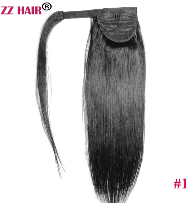 ZZHAIR 100 인모 연장 매직 랩 어라운드 포니테일 클립 기계 레미 말꼬리 스트레이트 제작 16 인치 26, 05 26inches 100g, 01  = 30, 27 1