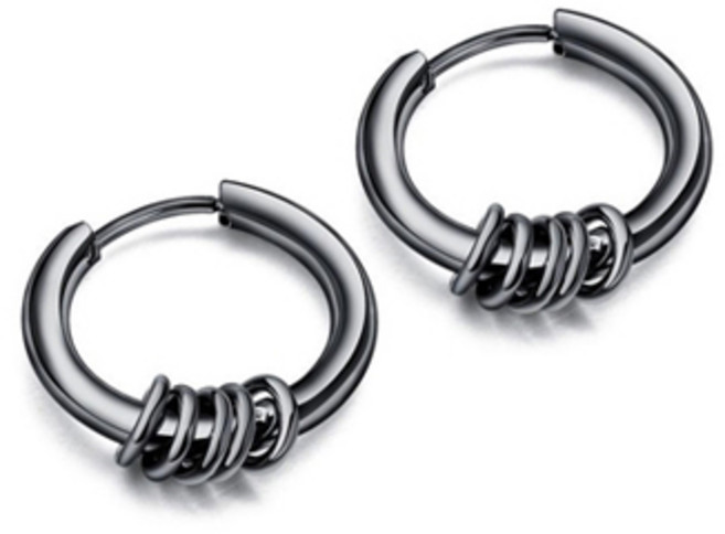 에르모사제이 맨즈 ME005 써지컬 스틸 힙합 링귀걸이 남자 피어싱 귀걸이