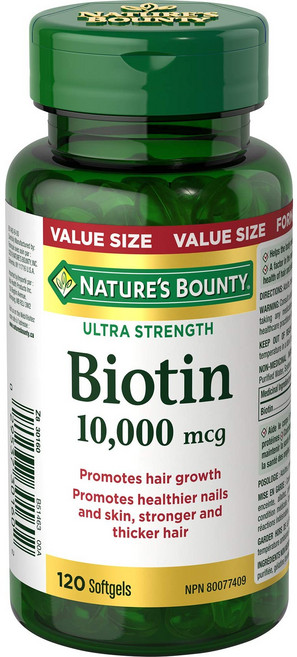 [Nature's Bounty] 비오틴 10000mcg 소프트젤 120개 x 3병 캐나다 내수용 건강식품 베스트셀러, 3개, 120정