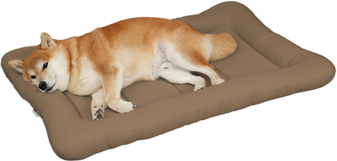 EMME 직사각 라운딩 애견침대 옥스포드 방수 내마모성, 1개, Brown