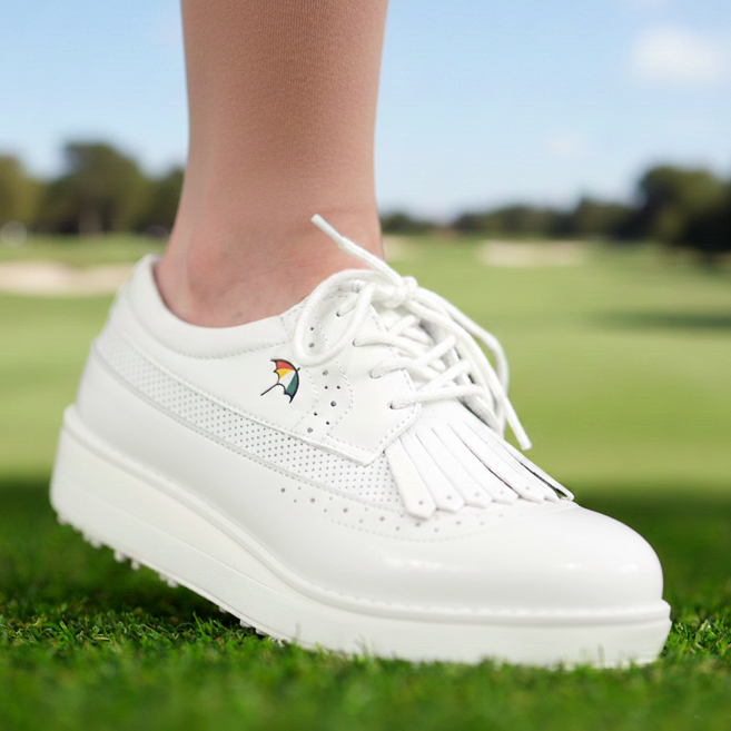 아놀드파마 클래식 천연 소가죽 테슬 골프화 여성 발편한 경량 스파이크리스 골프 운동화 실내 스크린화 연습용 필드용 신발 파크골프화