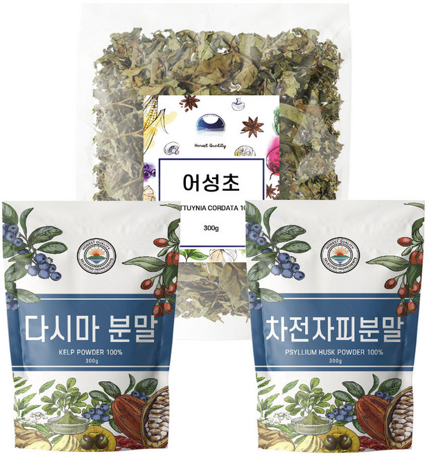 해나식품 어성초300g+다시마가루 300g+차전자피가루300g, 1세트, 900g