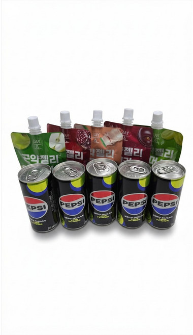 [마이다스] 펩시 제로 5캔과 데이앤 곤약젤리 5개 큐레이션 세트, 10개, 1회분