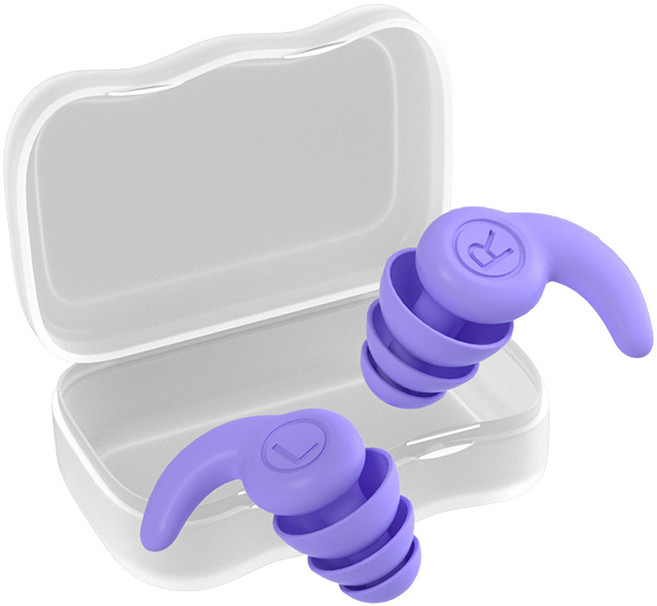 홈블리스마켓 소음 차단 실리콘 수면 귀마개, 퍼플, 1세트, 1쌍