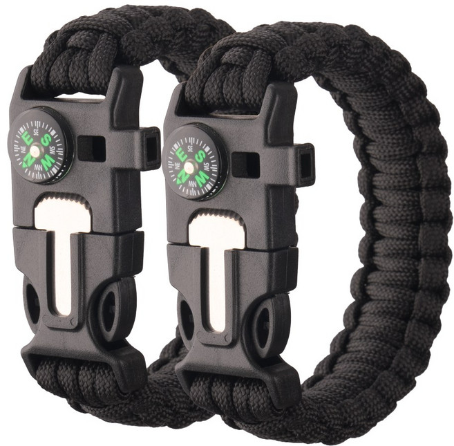 타닥 파라코드 팔찌 아웃도어 캠핑 등산 나침반 응급 구조 생존 팔찌, 1세트, A-2