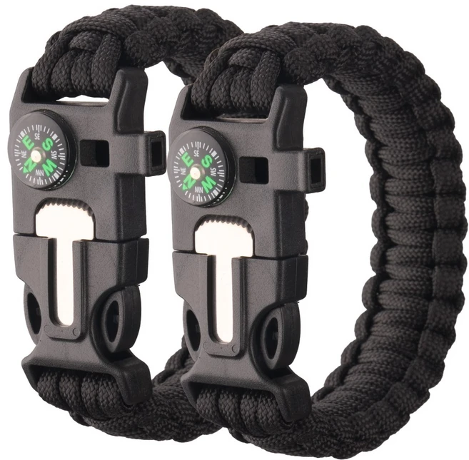 타닥 파라코드 팔찌 아웃도어 캠핑 등산 나침반 응급 구조 생존 팔찌, 1세트, A-2 - 쿠팡