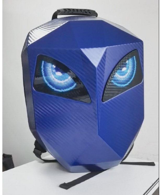 18 인치 스마트 LED 오토바이 가방 아이언 맨 배낭 멋진 헬멧 PC 나일론 소재를 타고, 파란색