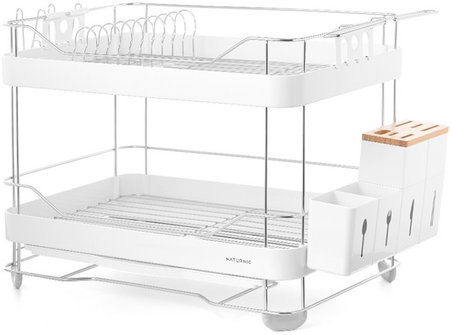네이처닉 뉴 스페이스 식기건조대, 2단, 화이트, 1개