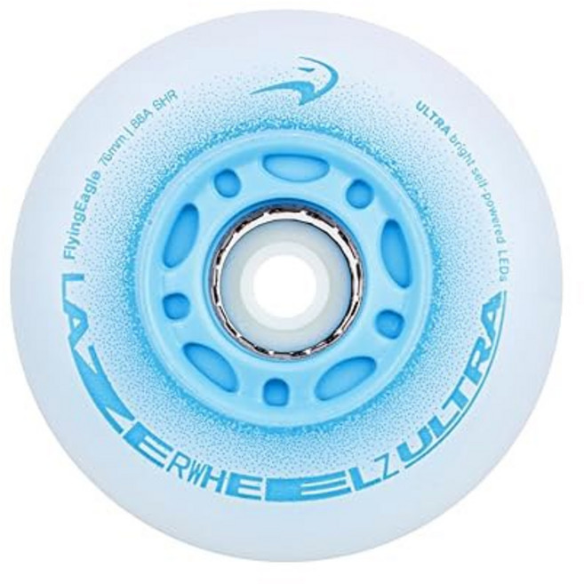 플라잉 이글 레이저휠즈 울트라 - 실내/외 인라인 스케이트 휠 조명 80mm 8팩의 컬러 시프트 스파크 88A 경도 LED 조명 롤러 스케이트 휠 교체 인라인 액세서리, 76mm - (Pack of 8), Red