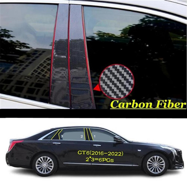 자동차 소재 필러 포스트 커버 도어 트림 윈도우 몰딩 스티커 플레이트 캐딜락, 1개, 2. Carbon CT6 2016-2022