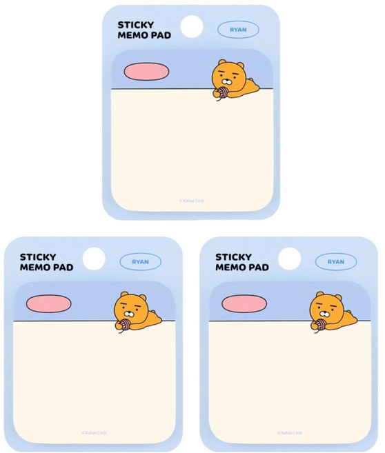 카카오프렌즈 라운드 점착 메모지, 라이언, 80매, 3개