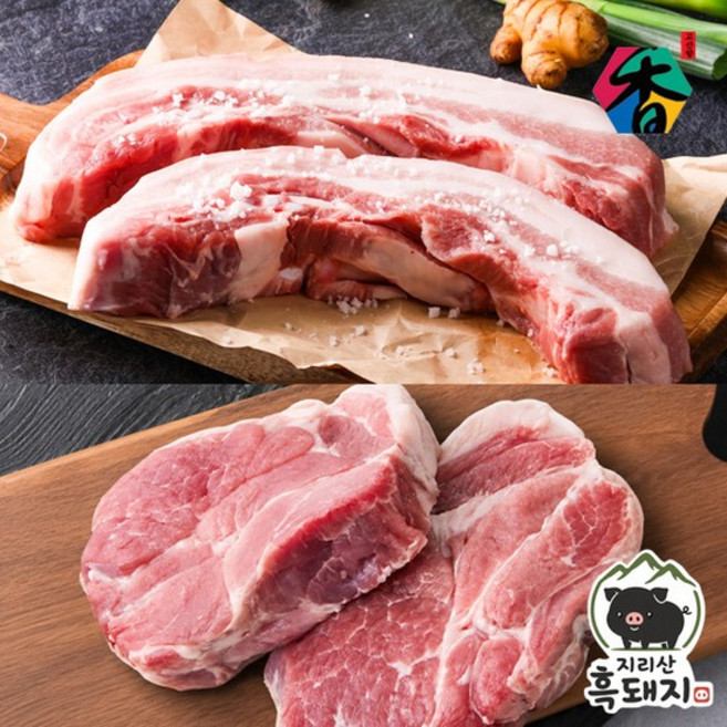 [냉장] 지리산흑돼지 수육용 오겹살/목살 각400g(800g), 없음