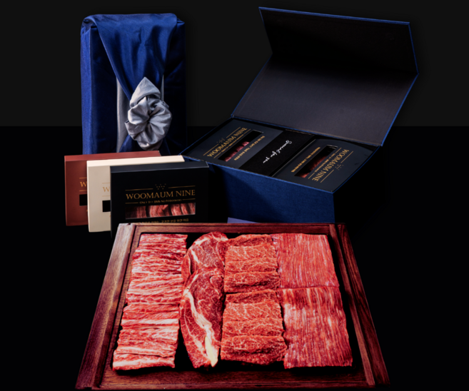 [1++ NO.9] 설날 명절 한우 선물세트 부모님 투뿔 나인 프리미엄 소고기 구이용 레드프레스티지, 1개