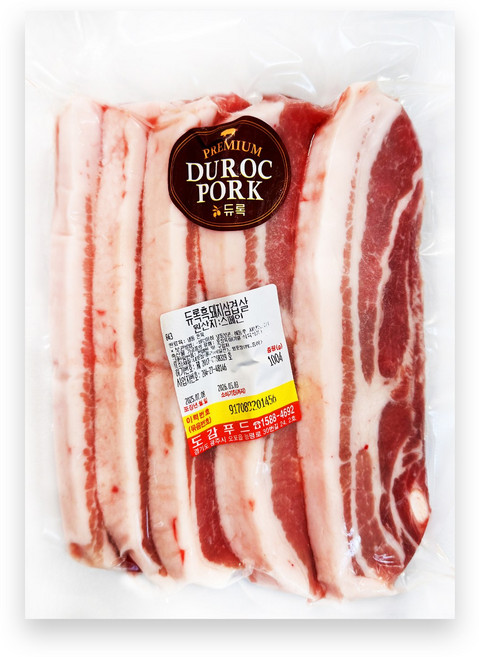 더푸드마켓 듀록 흑돼지 구이용 삼겹살 1kg, 1개, 구이용 1kg(두께2cm)