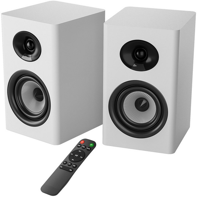 SAUNGYU 100W 앰프 서브우퍼 내장 모니터 액티브 블루투스 북쉘프 스피커 ARC/USB DAC/옵티컬, BK4020D, F화이트