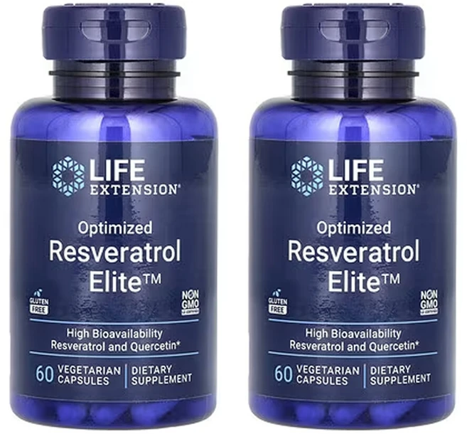 라이프익스텐션 2개X 최적화 레스베라트롤 Elite 베지 캡슐 60정, 2개 - 쿠팡