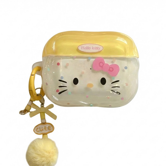 에이오알비 키티 체크 에어팟 케이스, 1개, 에어팟프로1, 옐로우