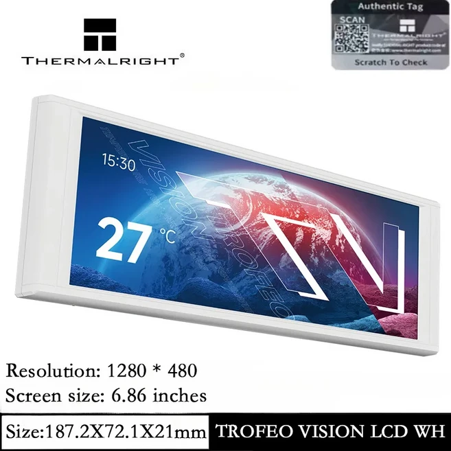 쿠쿠스토어 Thermalright TROFEO VISION LCD 검정색 해상도 1280480 .8 풀 컬러 디스플레이 화면 B Type-C, 02 TV LCD WH