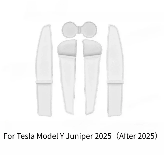 테슬라 모델 Y 주니퍼 2025 차량 도어 수납 패드 5PCS TPE 중앙 제어대 컵홀더 매트 정리 트레이 자동차 액, 01 White, 01 빠른