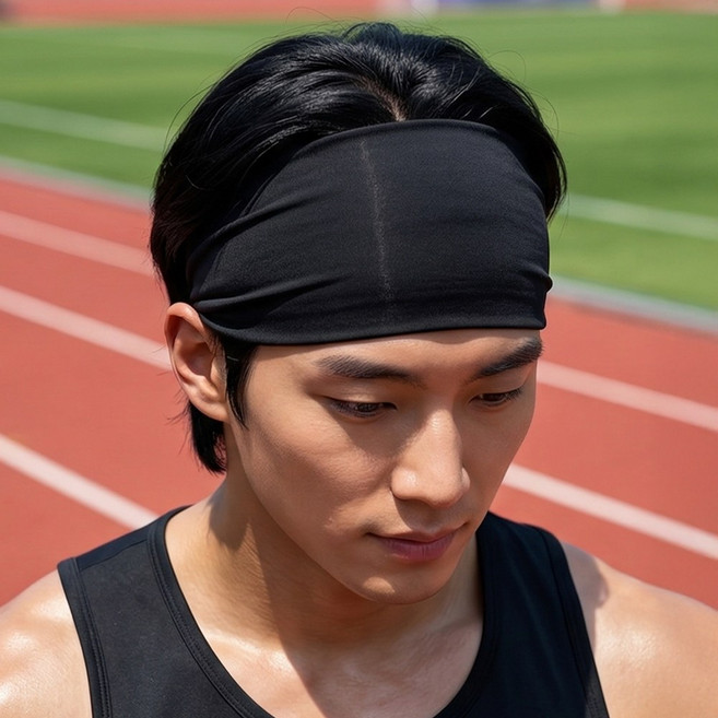 맥스핏 넓은 와이드 기능성 메쉬 땀 흡수 스포츠 헤어밴드, 1개, 블랙