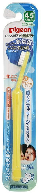 Pigeon 貝親 嬰兒學習牙刷 4-5個月 0.8mm刷毛, 黃色, 1個, 1個裝