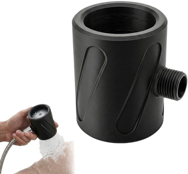 Zeekr 남성용 두피 마사지 수압상승 샤워기 헤드 핸드헬드 굵은 물줄기 가정용, 검정색, 1개