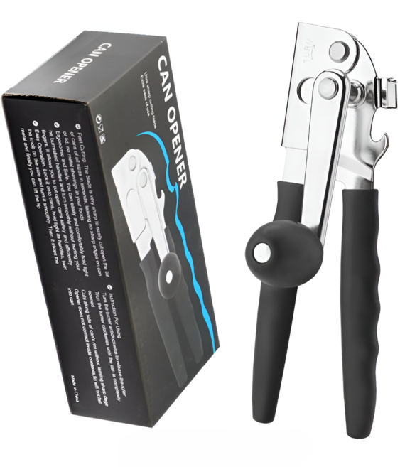 GAMJA 핸들링 스핀 업소용 돌려따는 캔오프너 따개 통조림오프너, 1개, 블랙+실버