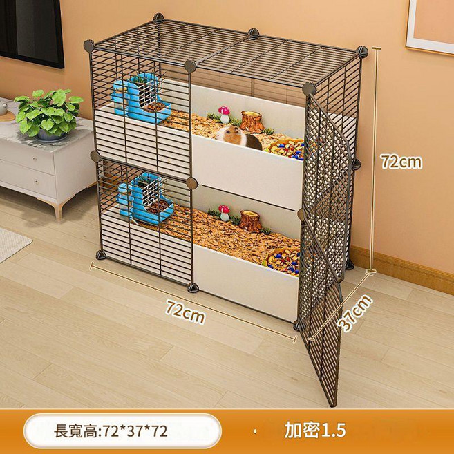 倉鼠籠子 家用超大豪華別墅, 无规格 黑72*37*72CM（双层自由叠加）, 1個
