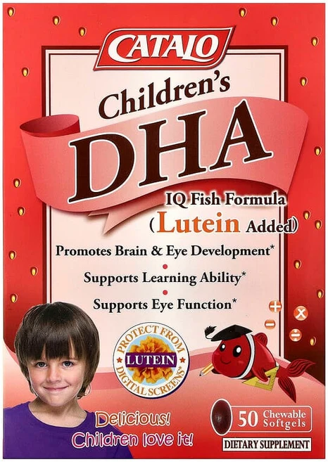 CATALO 어린이용 DHA IQ 피쉬 포뮬라 루테인 첨가 딸기 맛 츄어블 소프트젤 50정 CAT-02576 - 쿠팡