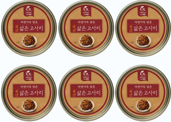 국산 간편하게 바로 먹는 캔나물 고사리 나물 통조림 120g, 6개