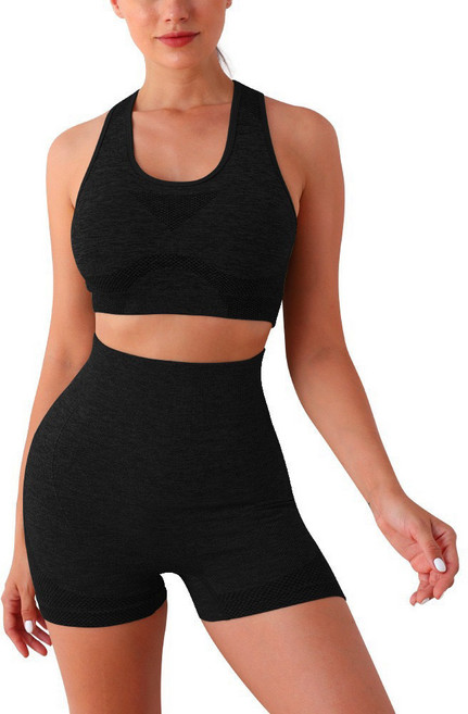 AURALA 여성 브라탑+3부팬츠 운동복 세트 여름 요가복 필라테스 상하의 세트
