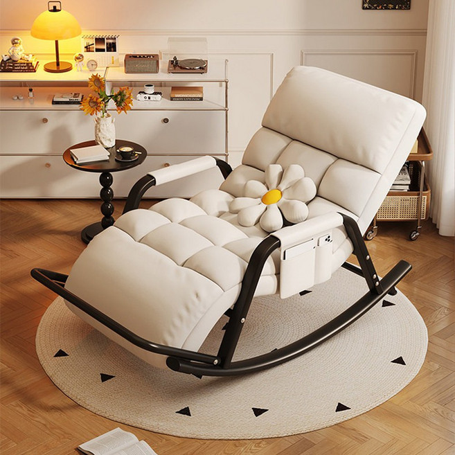 Takata 1인용 2인용 흔들의자 리클라이너 각도조절 안락의자 거실 소파형 흔들소파, 1개, 화이트 2인용, 발받침 있음