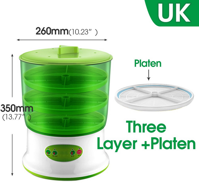 스마트 콩나물 파종기 3 계절 패턴 온도조절기 야채 씨앗 발아 모종 화분 홈 수경 재배 시스템, 05 UK PLUG 220V-Plate, 1개