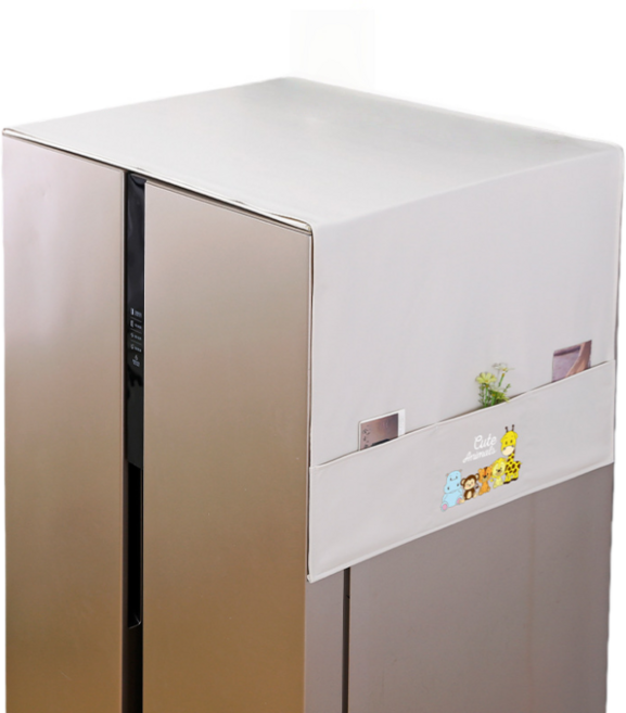 깔끔한 냉장고 세탁기 커버 먼지차단 수납포켓 포함, 아이보리동물원