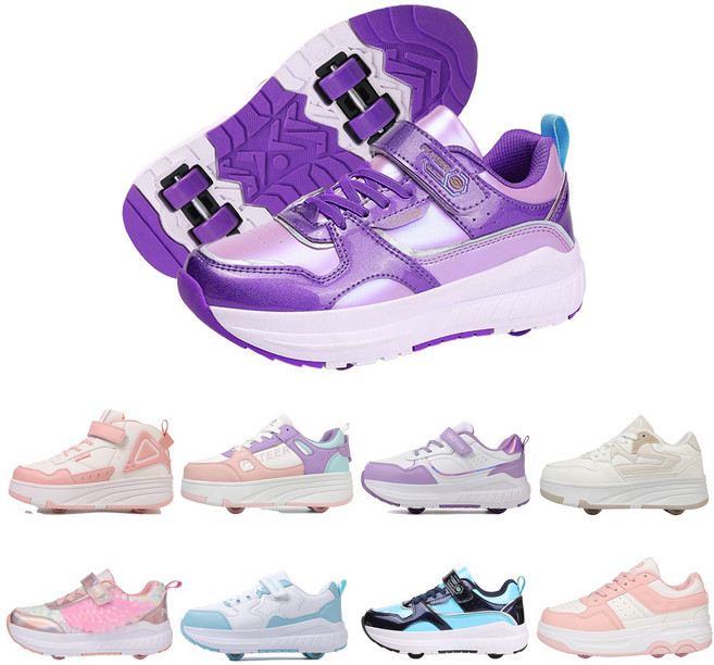 PHTEER 롤러슈즈 바퀴달린 운동화 롤러스케이트 4륜 F08, 자주색, 1개