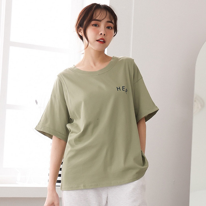 BabyShare時尚孕婦裝 加大簡約字母短袖孕婦哺乳兩用 舒適透氣 親膚材質【CMS040B1L】