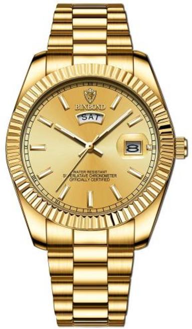 손목 시계 BINBOND 남성용 패션 비즈니스 스포츠 쿼츠 30M 방수 야광 클래식 달력 크리에이티브 B7012