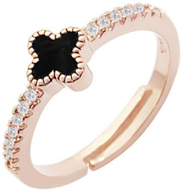 Meetist 여성 14k 전기도금 럭키 오픈 조절 반지