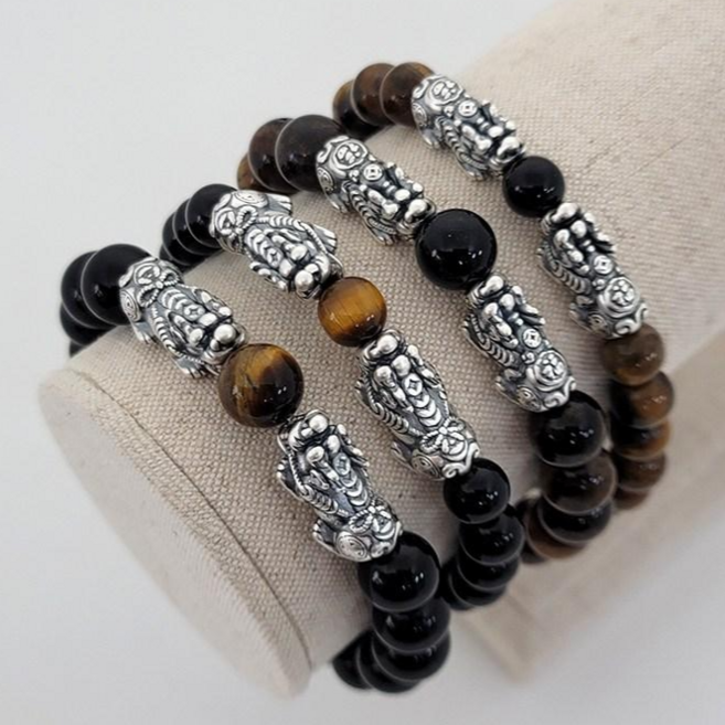 스타일돈나 운재수 실버 99.9 쌍비휴 흑요석 호안석 팔찌 재물복 성공운 행운 팔찌