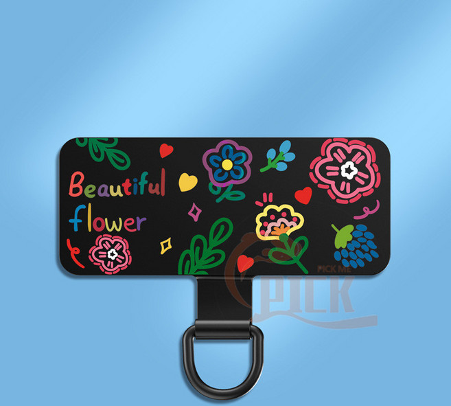 手機殼掛繩夾片 金屬不鏽鋼超薄背帶固定片, 1個, 【Flower】已貼軟膜不傷機, Flower