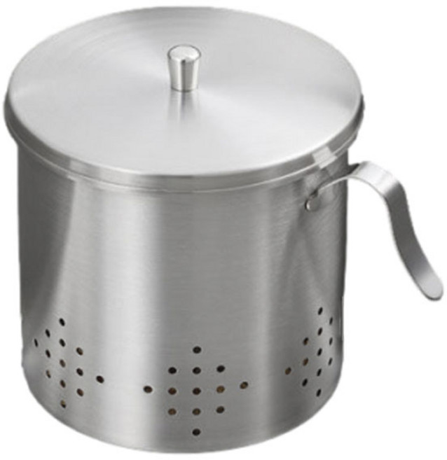 요시카와 프리미엄 미즈리드 원기둥 코너 포트 음식물쓰레기통, 실버, 1개