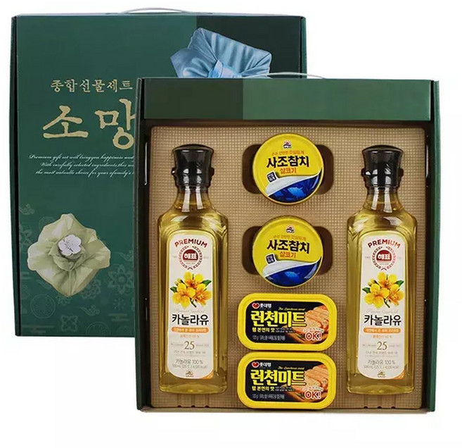 설날추석 소망 선물세트6P(오일총 총 2개+참치총 총 2개+햄총 총 2개) 명절종합 카놀라유 런천미트, 1세트