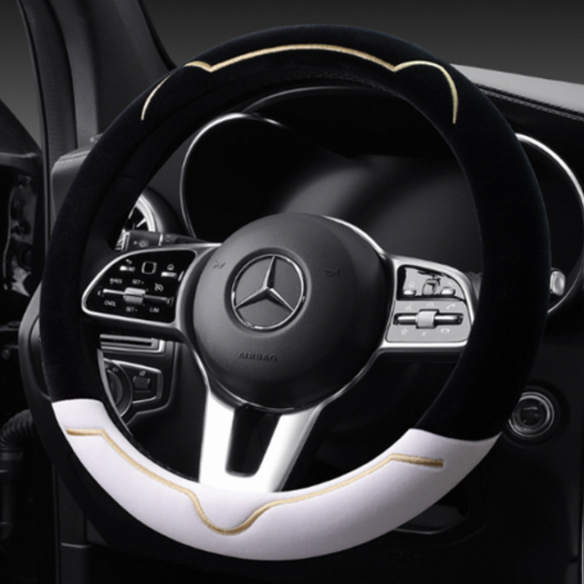 DK 극세사 방한 핸들커버 논슬립 사계절용 자동차 운전대 커버, 화이트(D형)