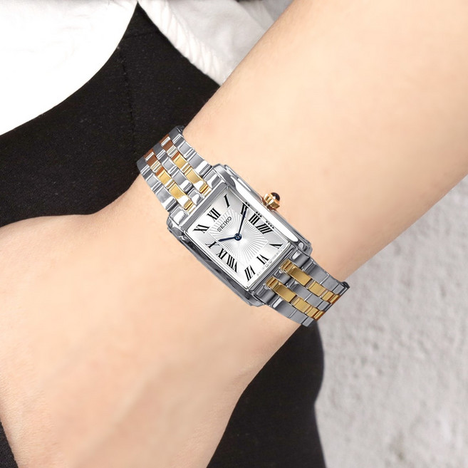 세이코 SWR087P1 에센셜 쿼츠 컨셉츄얼 세르띠에 스퀘어 데일리 여자 메탈 시계