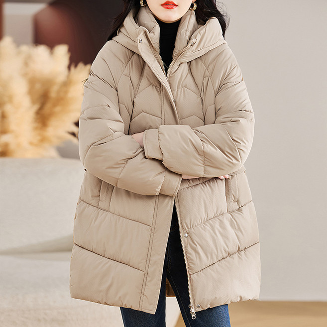 SAHINER 겨울 여성 미디 퀼팅 패딩 차이나넥 버클 점퍼 MF16