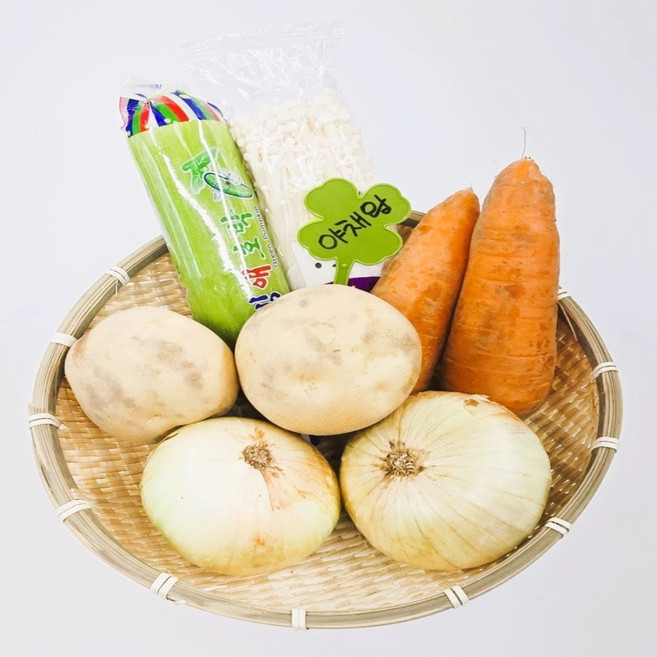 야채왕 모듬야채세트-양파+감자+흙당근+팽이버섯+애호박, 1개, 1k